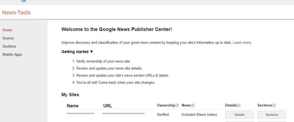 Google news publisher center